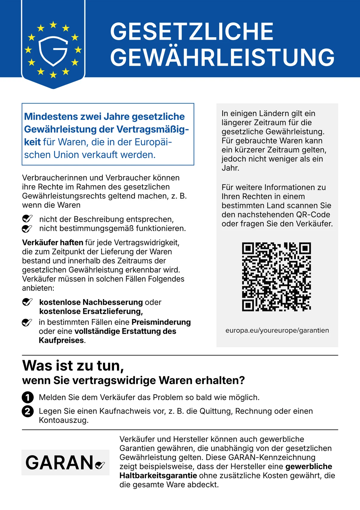 EU-Mitteilung zur gesetzlichen Gewährleistung
