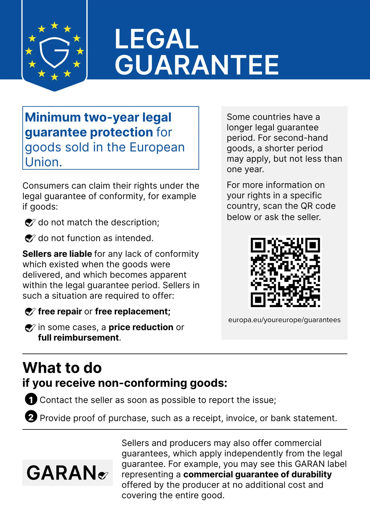 EU notice on the legal guarantee of conformity